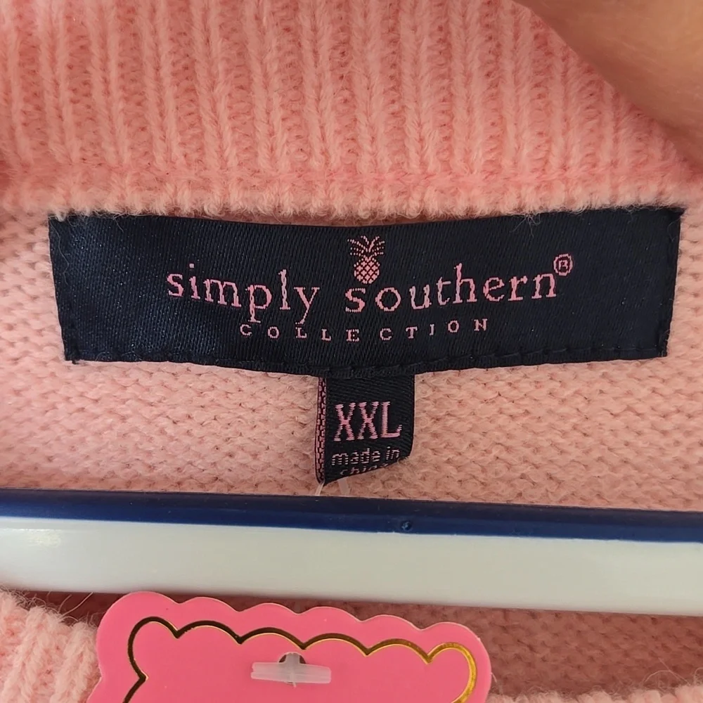 Simply Southern | Fuzzy Pink Football Sweater Size XXL NWT - Picture 6 of 8
